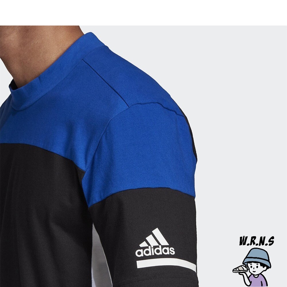 ADIDAS Z.N.E. 男裝 短袖 訓練 棉質 色塊 寬版 黑 藍FT6134-細節圖7