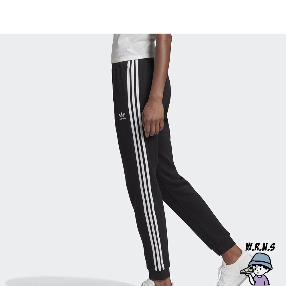 Adidas 女長褲 慢跑 縮口 拉鍊口袋 棉質 黑GD2255-細節圖3