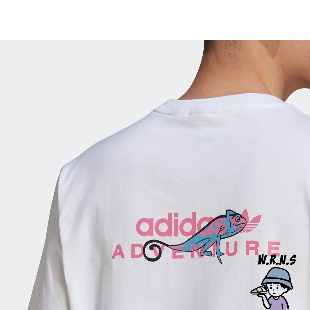 Adidas 男裝 短袖上衣 純棉 變色龍 口袋 白GN2365-細節圖7