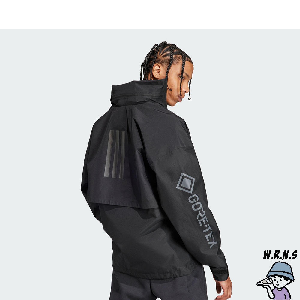 Adidas 男裝 連帽外套 GORE-TEX 防水 反光 拉鍊口袋 黑 HZ8486-細節圖4