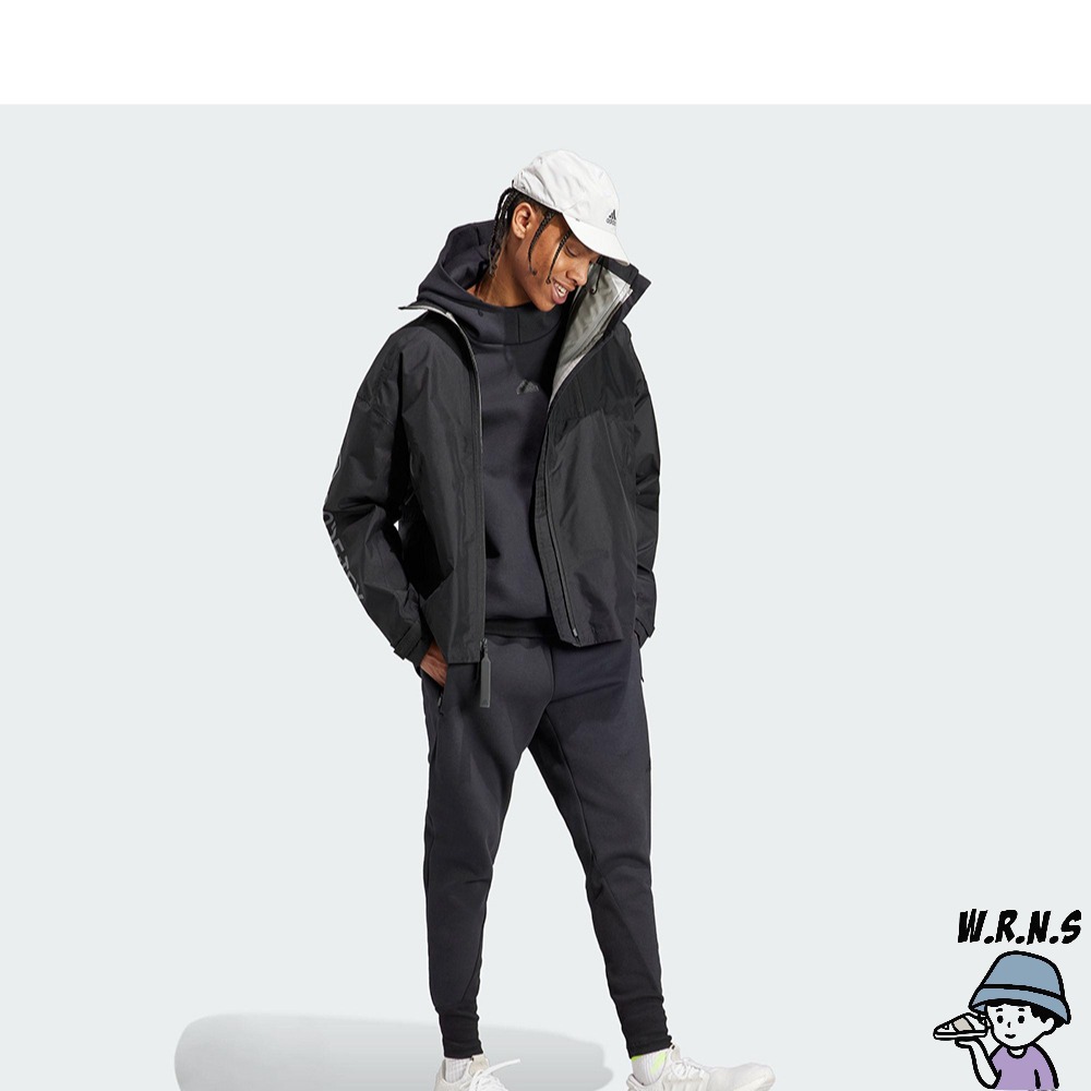 Adidas 男裝 連帽外套 GORE-TEX 防水 反光 拉鍊口袋 黑 HZ8486-細節圖5