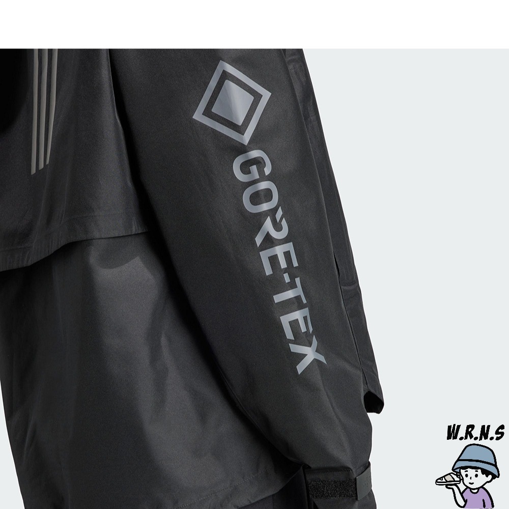 Adidas 男裝 連帽外套 GORE-TEX 防水 反光 拉鍊口袋 黑 HZ8486-細節圖6