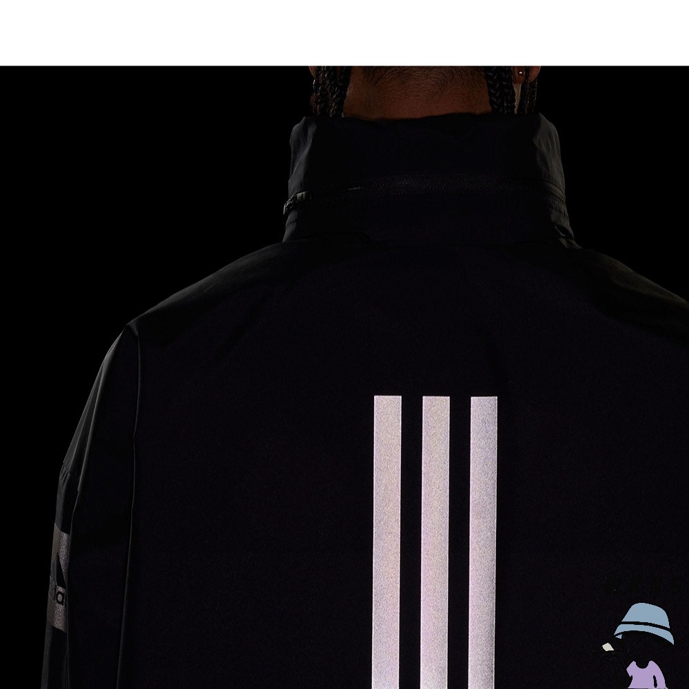 Adidas 男裝 連帽外套 GORE-TEX 防水 反光 拉鍊口袋 黑 HZ8486-細節圖7