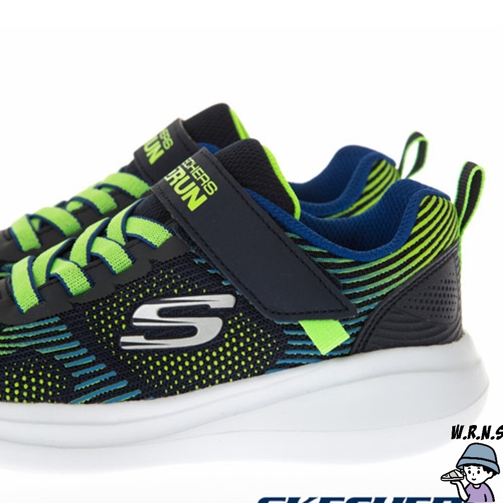 SKECHERS GORUN FAST 童鞋 大童 慢跑 輕量 避震 緩衝 黑綠405020LNVLM-細節圖6