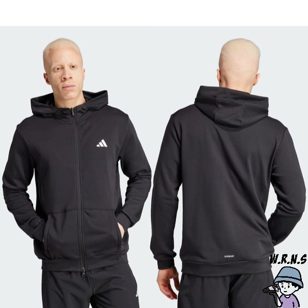 Adidas 男裝 連帽外套 排汗 拉鍊口袋 棉 黑/灰綠IT4308/IT4309-細節圖6