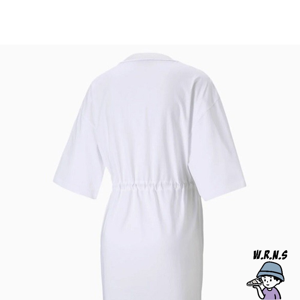 PUMA 女裝 短袖長版上衣 連身裙 修身 純棉 白 歐規 59970402-細節圖3