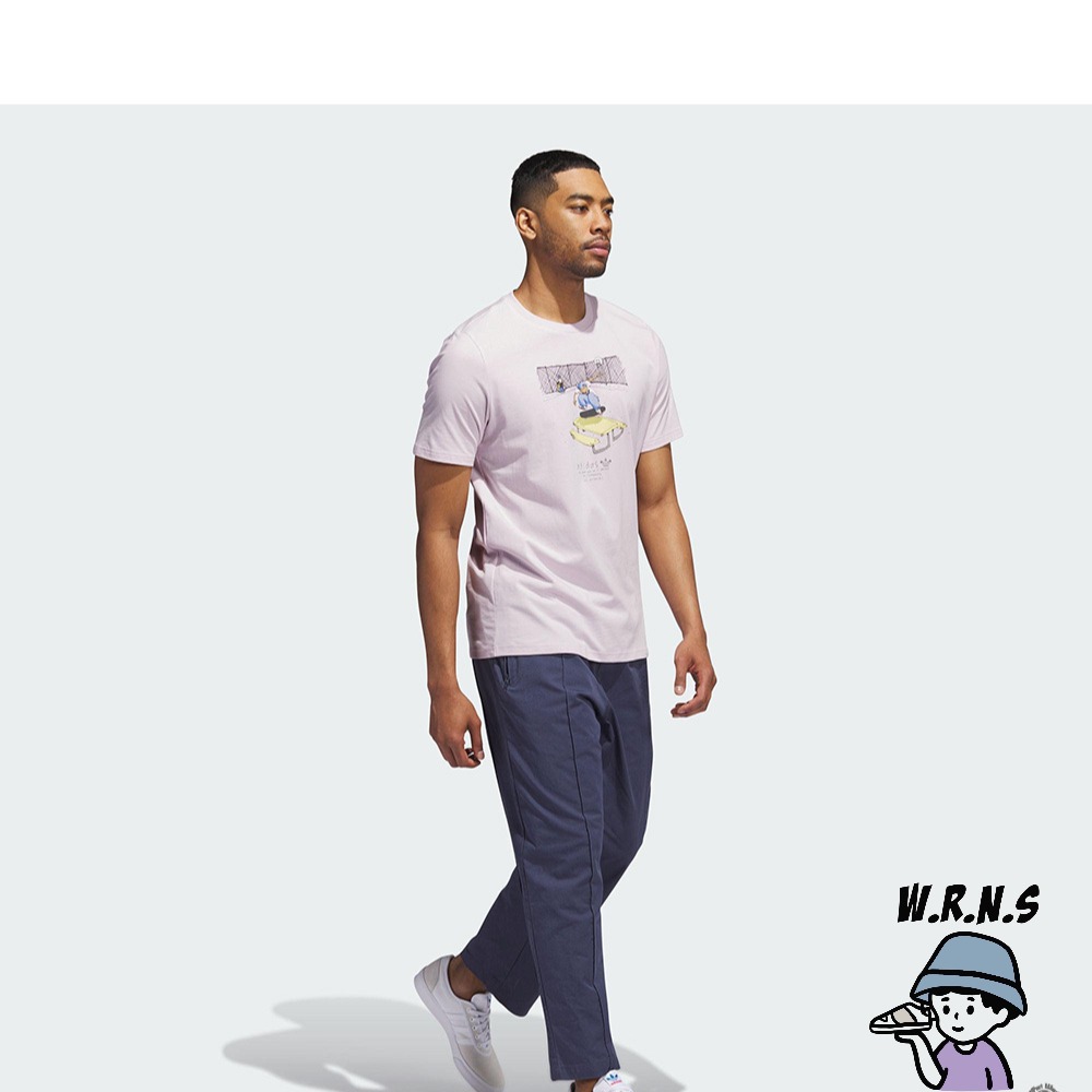 Adidas 男 短袖 滑板 棉 粉紫HA4527-細節圖6