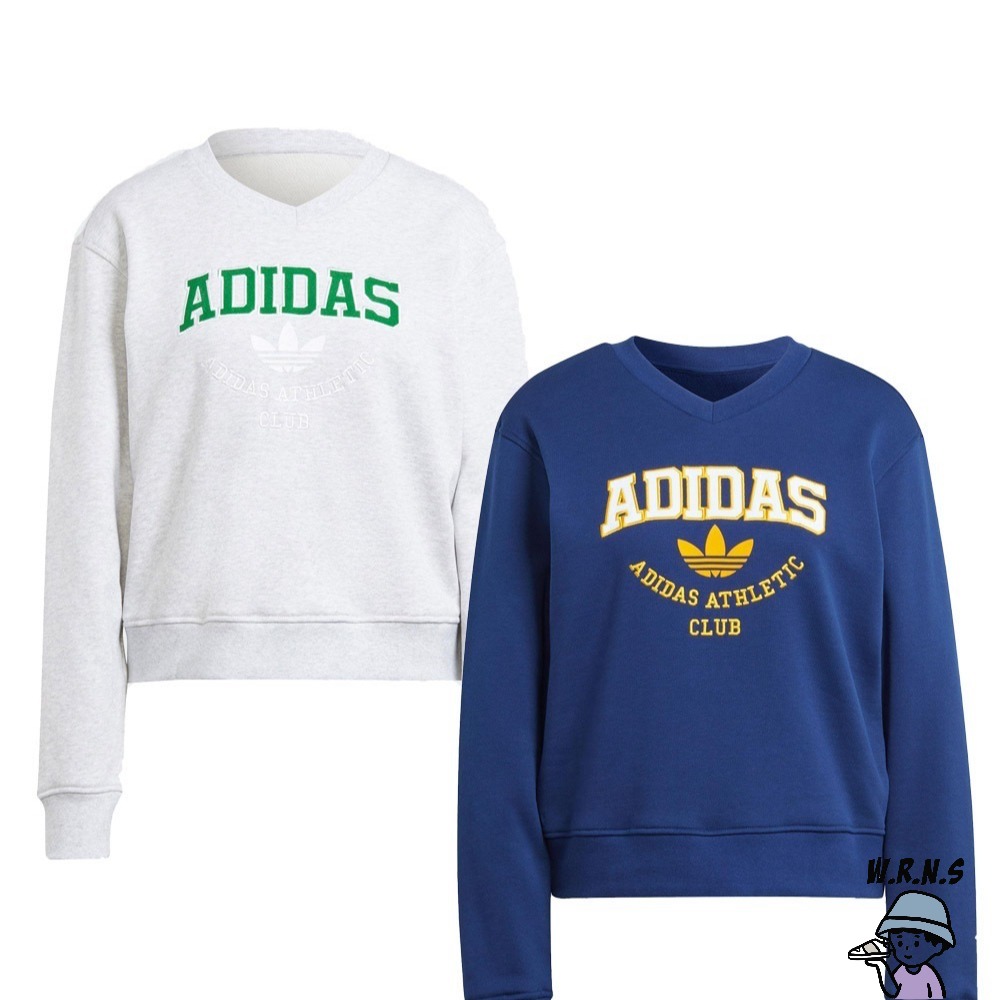 Adidas 女裝 長袖上衣 寬鬆 棉 灰/藍II5612/IL2414-細節圖2