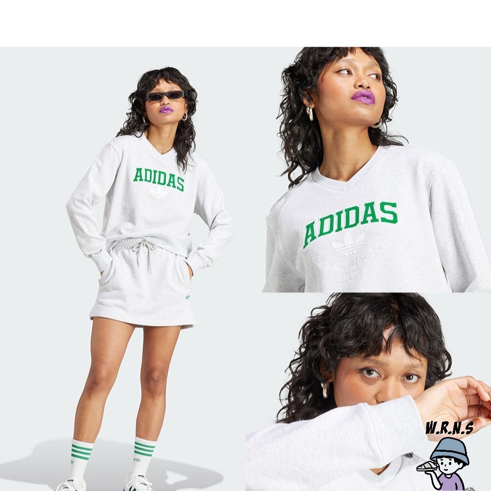 Adidas 女裝 長袖上衣 寬鬆 棉 灰/藍II5612/IL2414-細節圖4