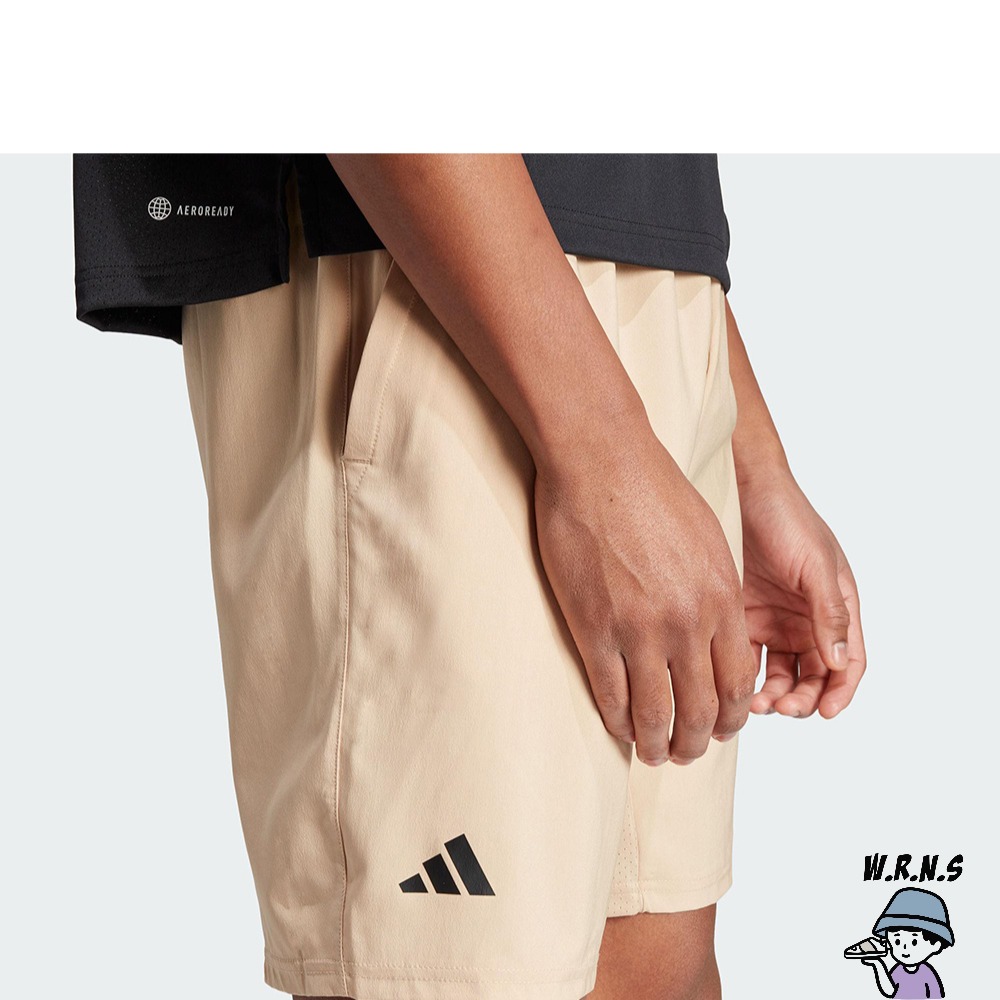 Adidas 男裝 短褲 中腰 排汗 口袋 奶茶 IJ4887-細節圖6