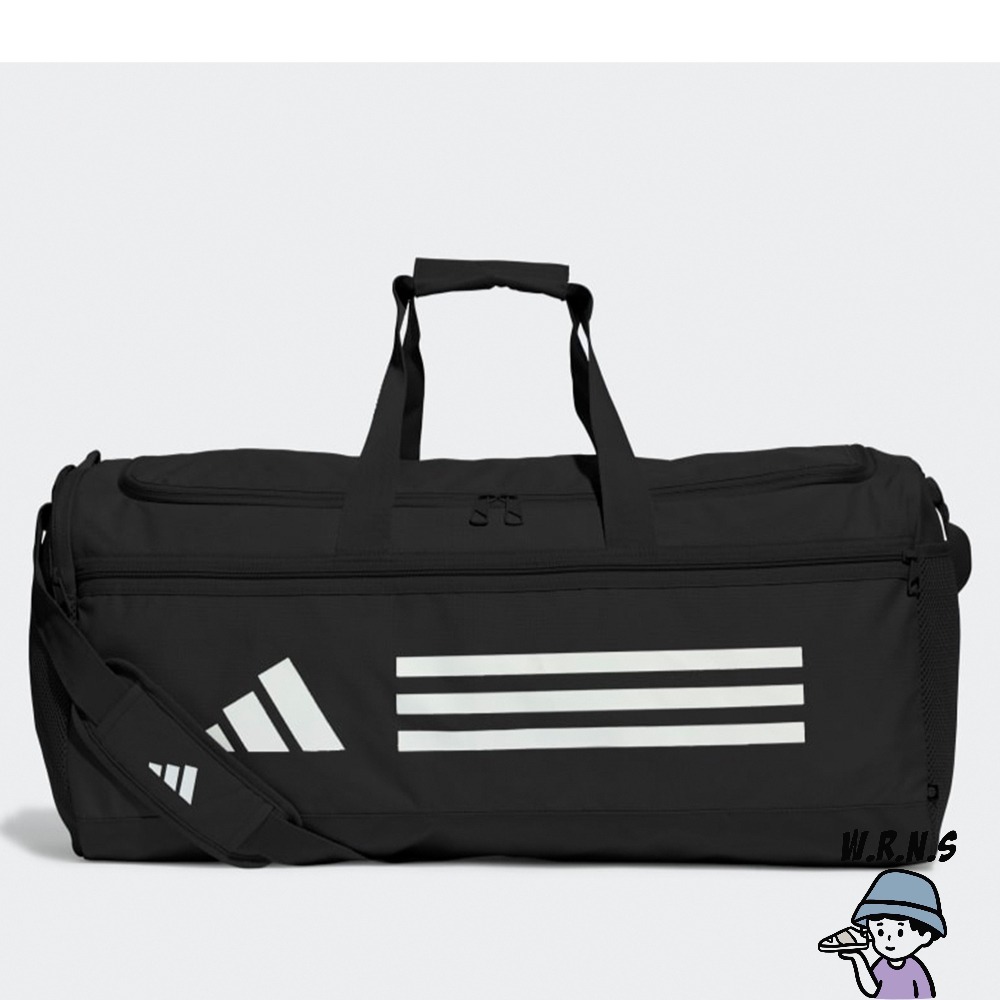 Adidas 旅行包 健身包 三條線 黑 HT4747-細節圖2