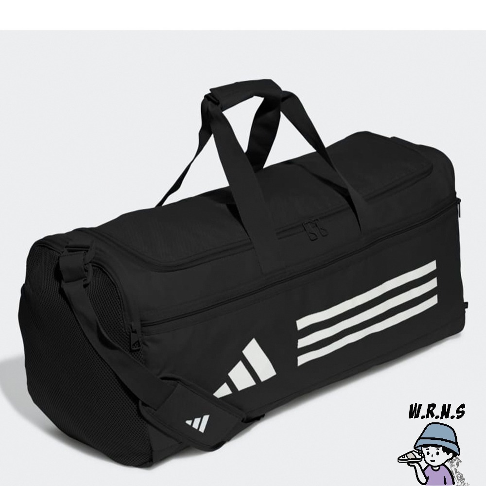 Adidas 旅行包 健身包 三條線 黑 HT4747-細節圖4