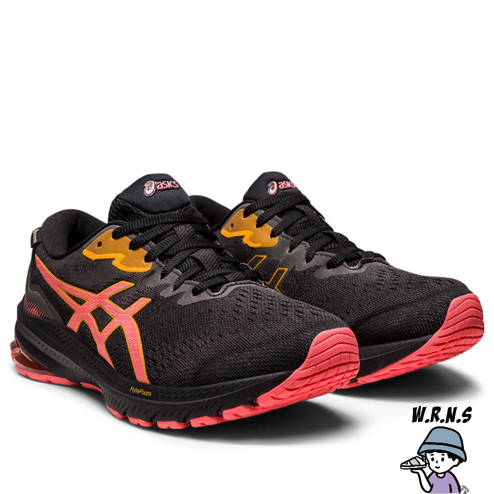 ASICS GT-1000 11 GTX 女鞋 慢跑鞋 防潑水 支撐 低足弓 黑 橘1012B277-003-細節圖3