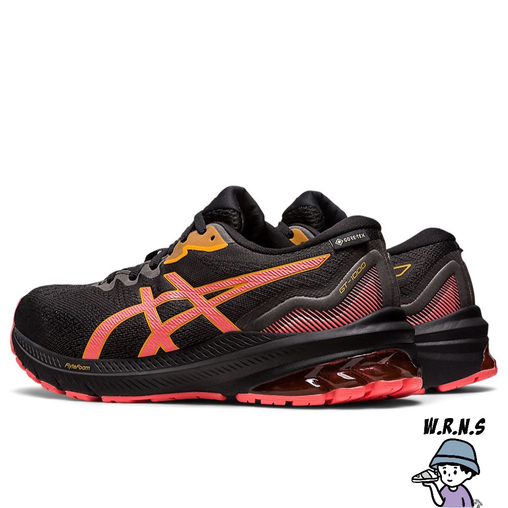 ASICS GT-1000 11 GTX 女鞋 慢跑鞋 防潑水 支撐 低足弓 黑 橘1012B277-003-細節圖4