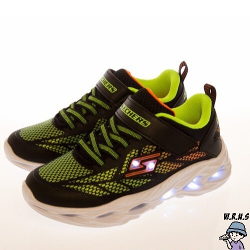 SKECHERS VORTEX-FLASH 童鞋 中童 休閒 避震 透氣 閃燈 黑 黃【400030LBKLM-細節圖2