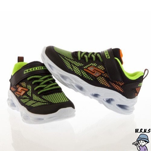 SKECHERS VORTEX-FLASH 童鞋 中童 休閒 避震 透氣 閃燈 黑 黃【400030LBKLM-細節圖4