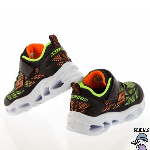 SKECHERS VORTEX-FLASH 童鞋 中童 休閒 避震 透氣 閃燈 黑 黃【400030LBKLM-細節圖8