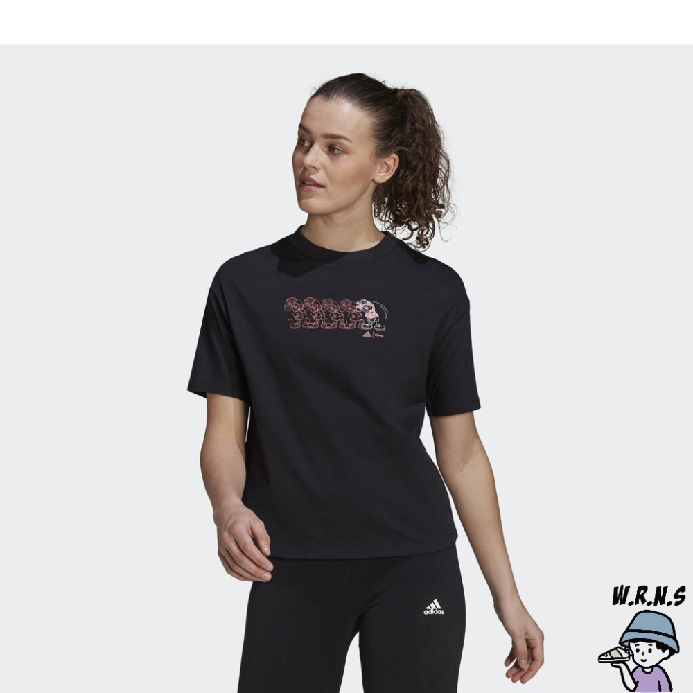 Adidas x Disney 女裝 短袖上衣 T恤 米妮 純棉 黑 GS0248-細節圖3