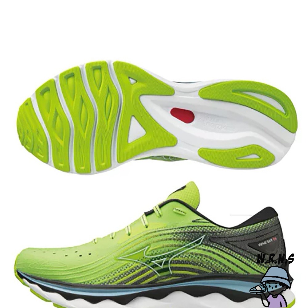 MIZUNO 美津濃 WAVE SKY 6 男鞋 慢跑 U4icX中底 螢光黃 J1GC220205-細節圖2