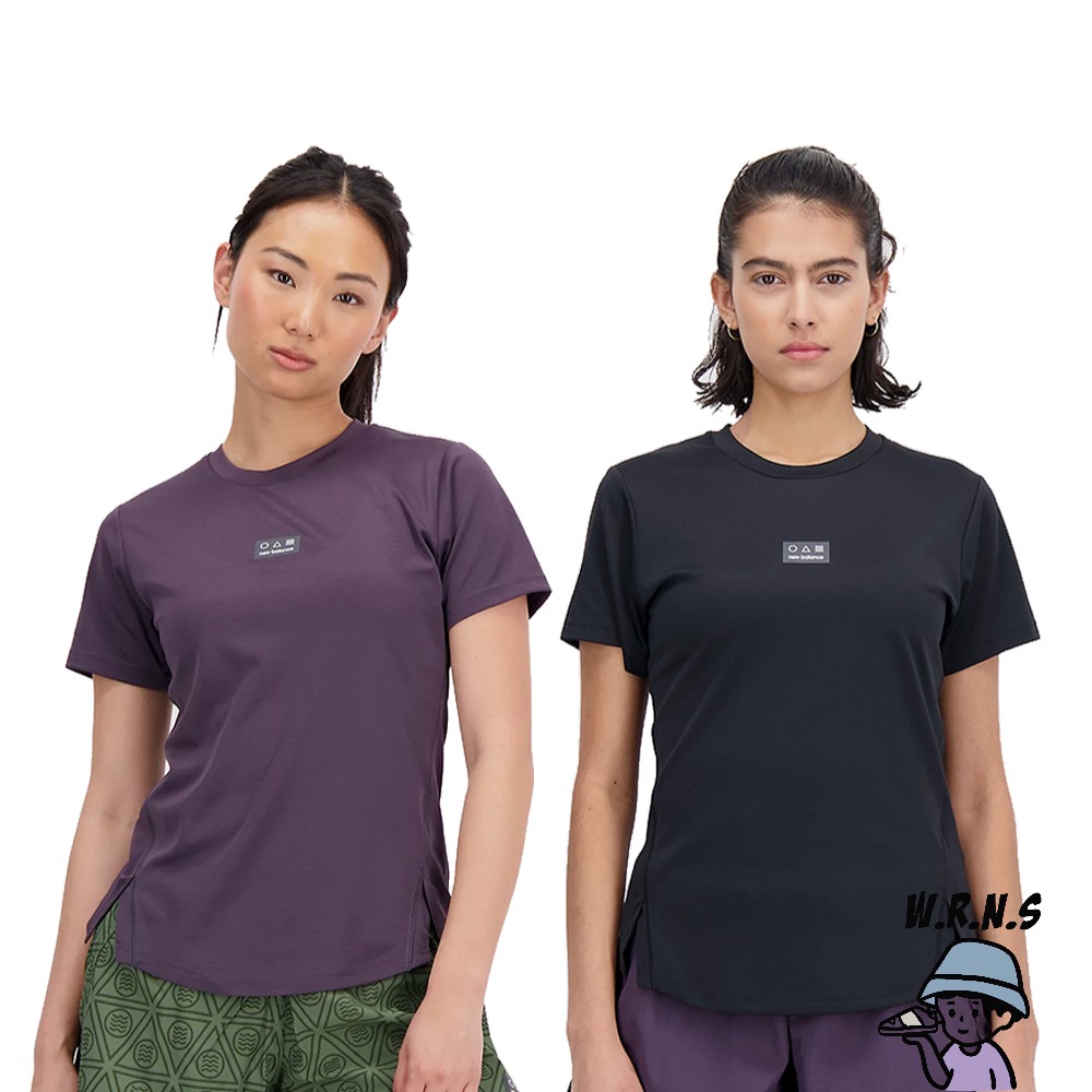 New Balance 女裝 短袖上衣 排汗速乾 美版 黑/紫WT33277BK/WT33277ILL-細節圖2