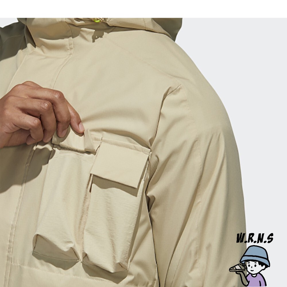 Adidas 男裝 外套 連帽 休閒 工裝 多口袋 防風 可調式袖口 卡其 GF4012-細節圖7