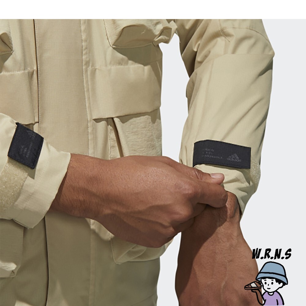 Adidas 男裝 外套 連帽 休閒 工裝 多口袋 防風 可調式袖口 卡其 GF4012-細節圖8