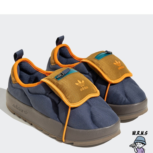 Adidas 男鞋 拖鞋 Puffylette 麵包鞋 保暖 藍橘IF3956