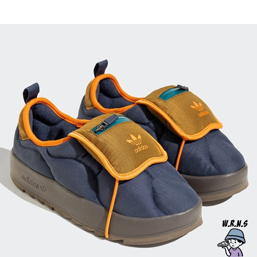Adidas 男鞋 拖鞋 Puffylette 麵包鞋 保暖 藍橘IF3956-細節圖2