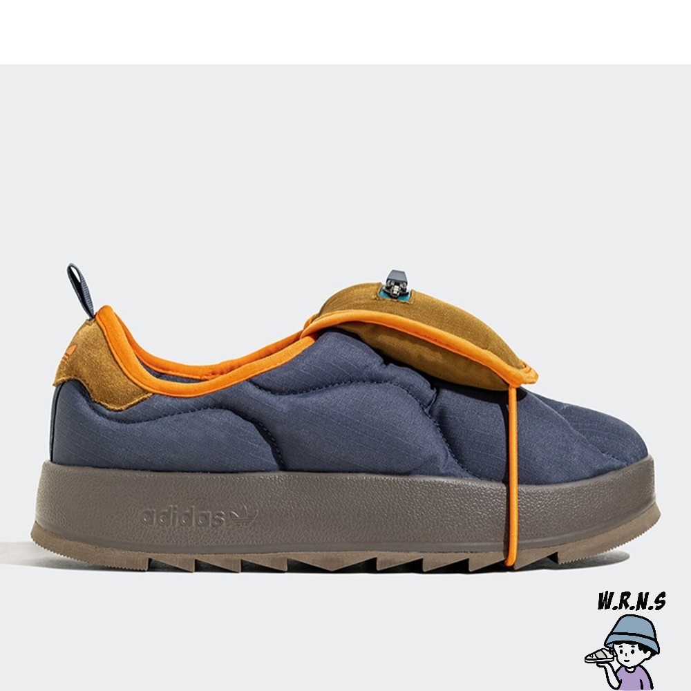 Adidas 男鞋 拖鞋 Puffylette 麵包鞋 保暖 藍橘IF3956-細節圖4