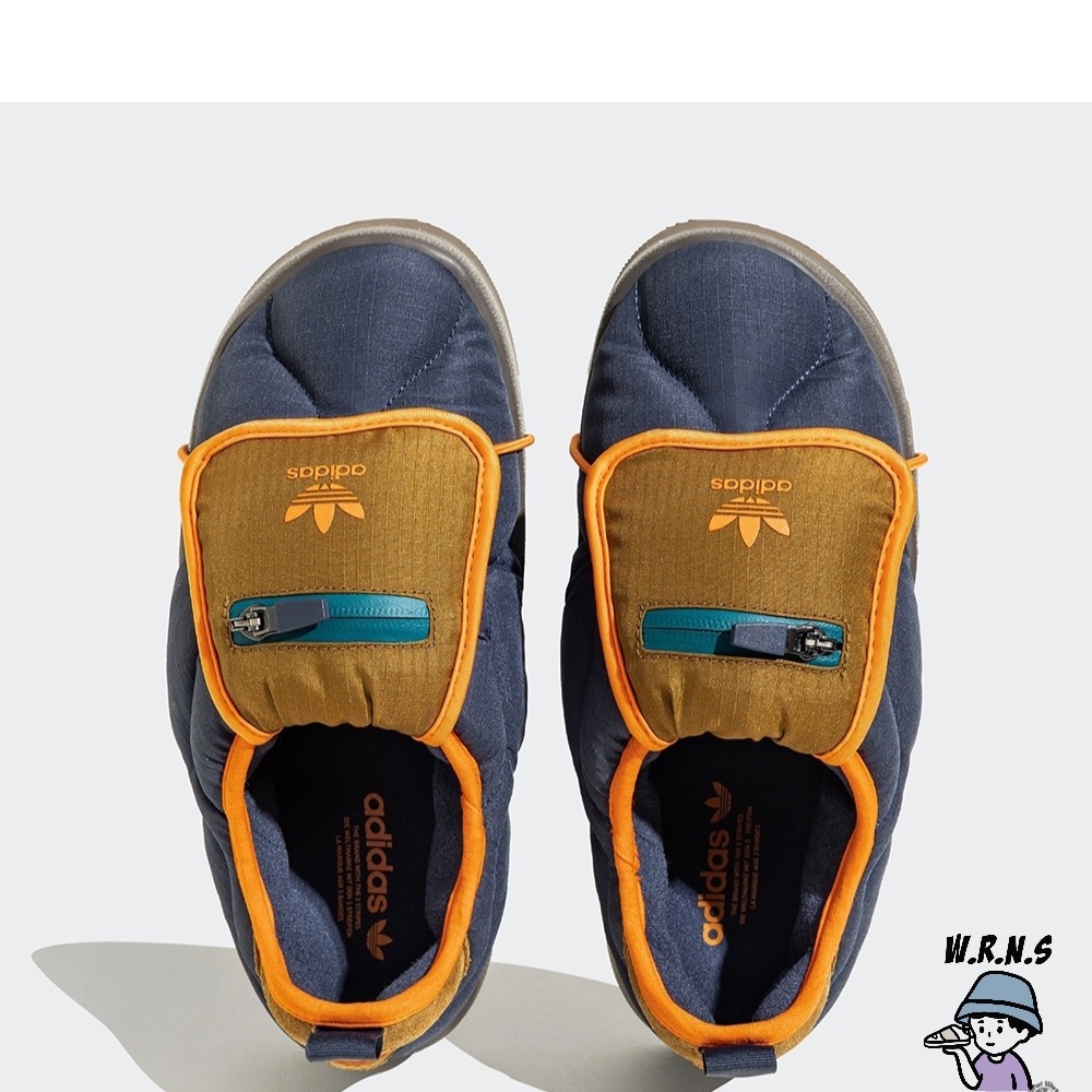Adidas 男鞋 拖鞋 Puffylette 麵包鞋 保暖 藍橘IF3956-細節圖6