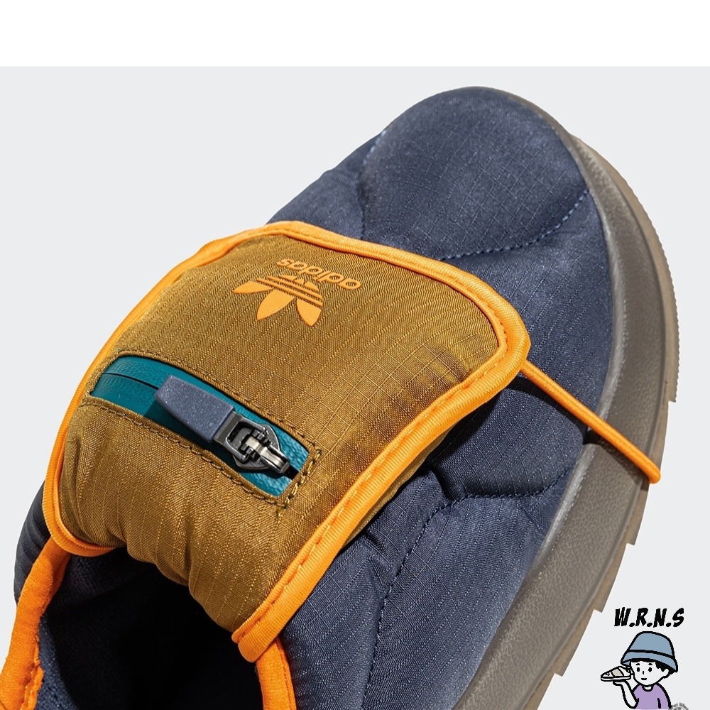 Adidas 男鞋 拖鞋 Puffylette 麵包鞋 保暖 藍橘IF3956-細節圖8