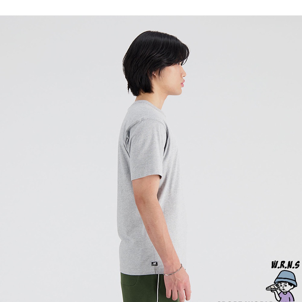 New Balance 男裝 短袖上衣 標誌 純棉 美版 灰 MT33517AG-細節圖4