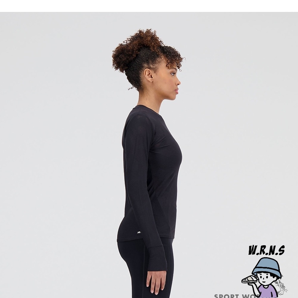 New Balance 女裝 長袖上衣 速乾 反光 美版 黑 WT33282BK-細節圖4