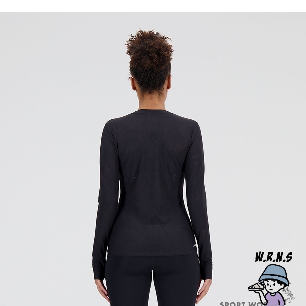New Balance 女裝 長袖上衣 速乾 反光 美版 黑 WT33282BK-細節圖5