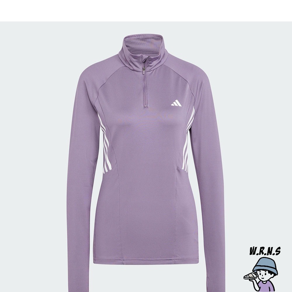 Adidas 女裝 長袖上衣 排汗 拇指孔 紫IL6981-細節圖2