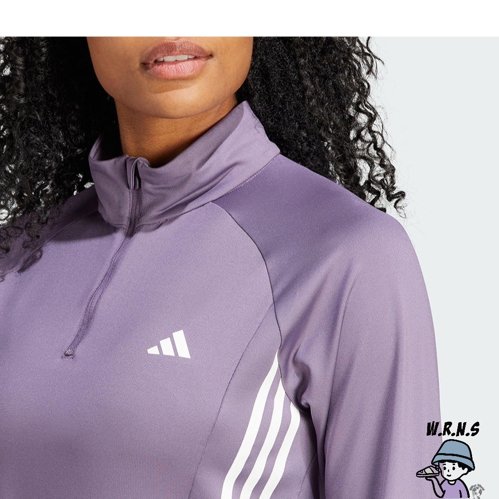 Adidas 女裝 長袖上衣 排汗 拇指孔 紫IL6981-細節圖6