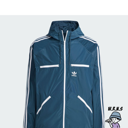 Adidas 男裝 連帽外套 風衣外套 拉鍊口袋 藍IL8263
