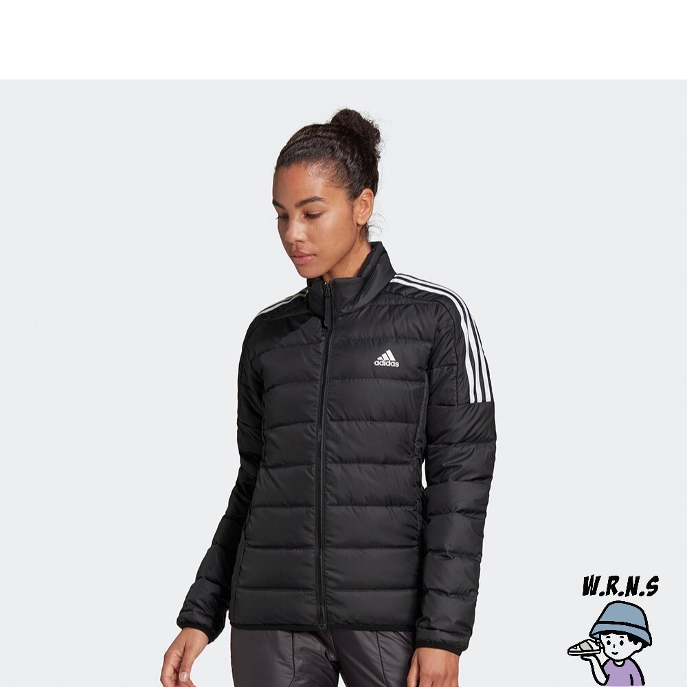 Adidas 女 羽絨外套 立領 休閒 保暖 口袋暗扣 黑 GH4593-細節圖2