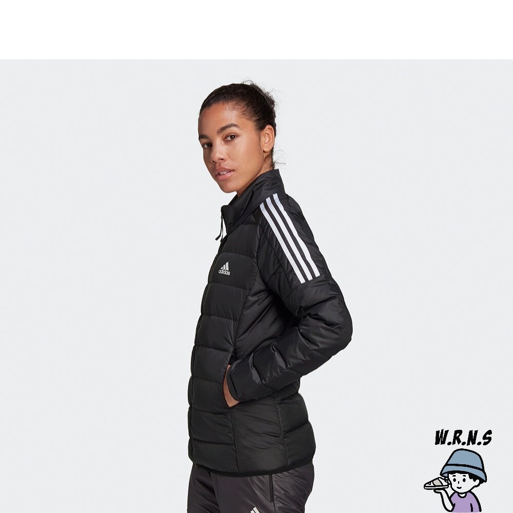 Adidas 女 羽絨外套 立領 休閒 保暖 口袋暗扣 黑 GH4593-細節圖3