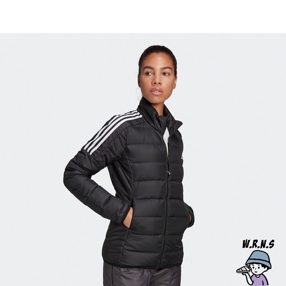 Adidas 女 羽絨外套 立領 休閒 保暖 口袋暗扣 黑 GH4593-細節圖5