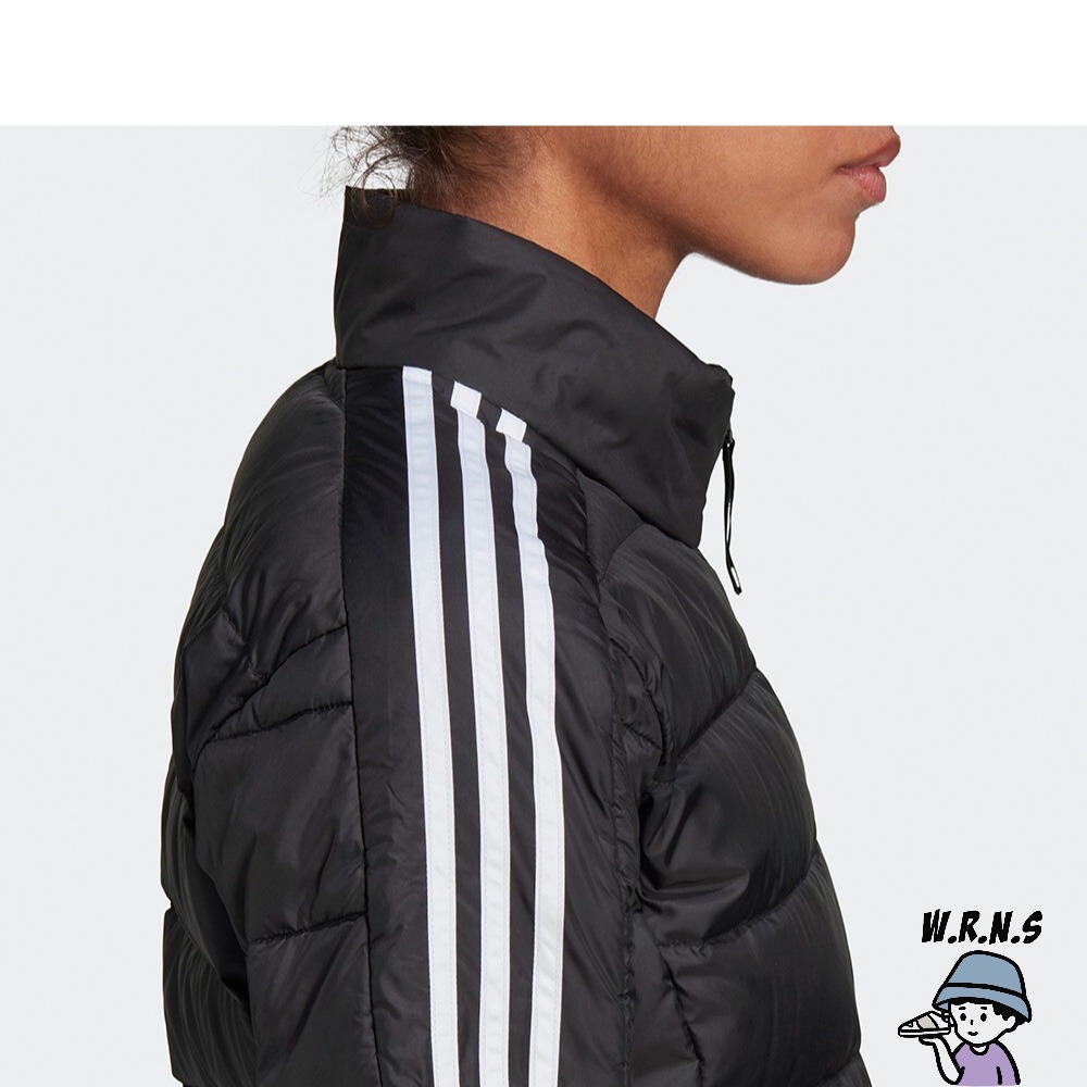 Adidas 女 羽絨外套 立領 休閒 保暖 口袋暗扣 黑 GH4593-細節圖8