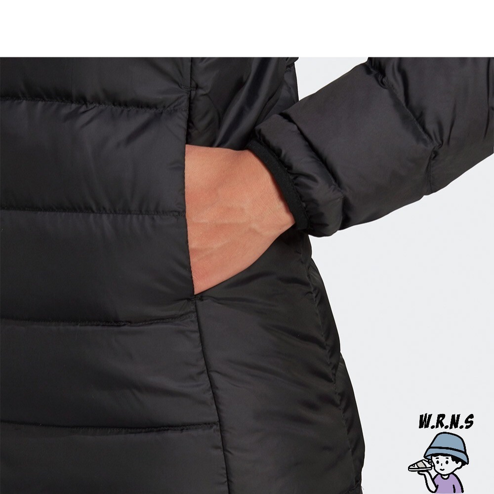 Adidas 女 羽絨外套 立領 休閒 保暖 口袋暗扣 黑 GH4593-細節圖9