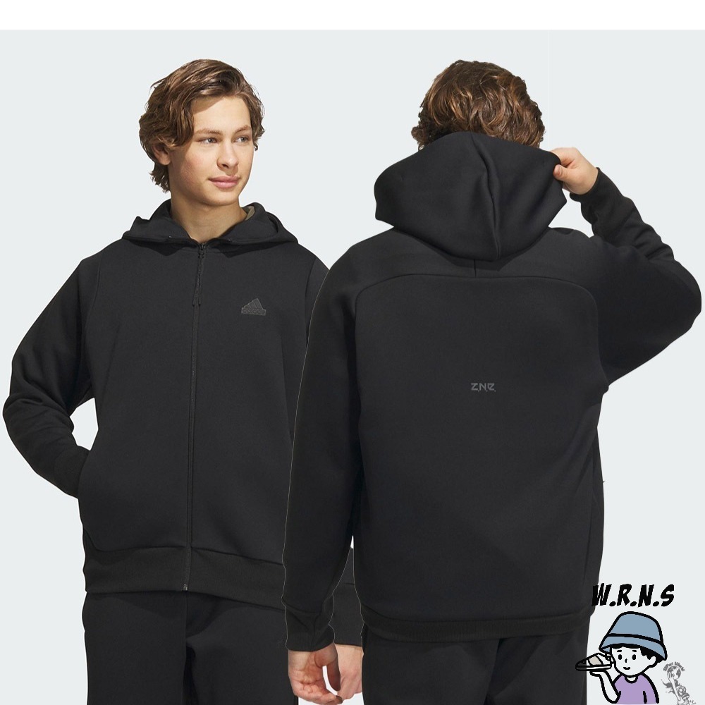 Adidas 男裝 連帽外套 拉鍊口袋 Z.N.E 棉 黑/灰IQ1377/IQ1378-細節圖3