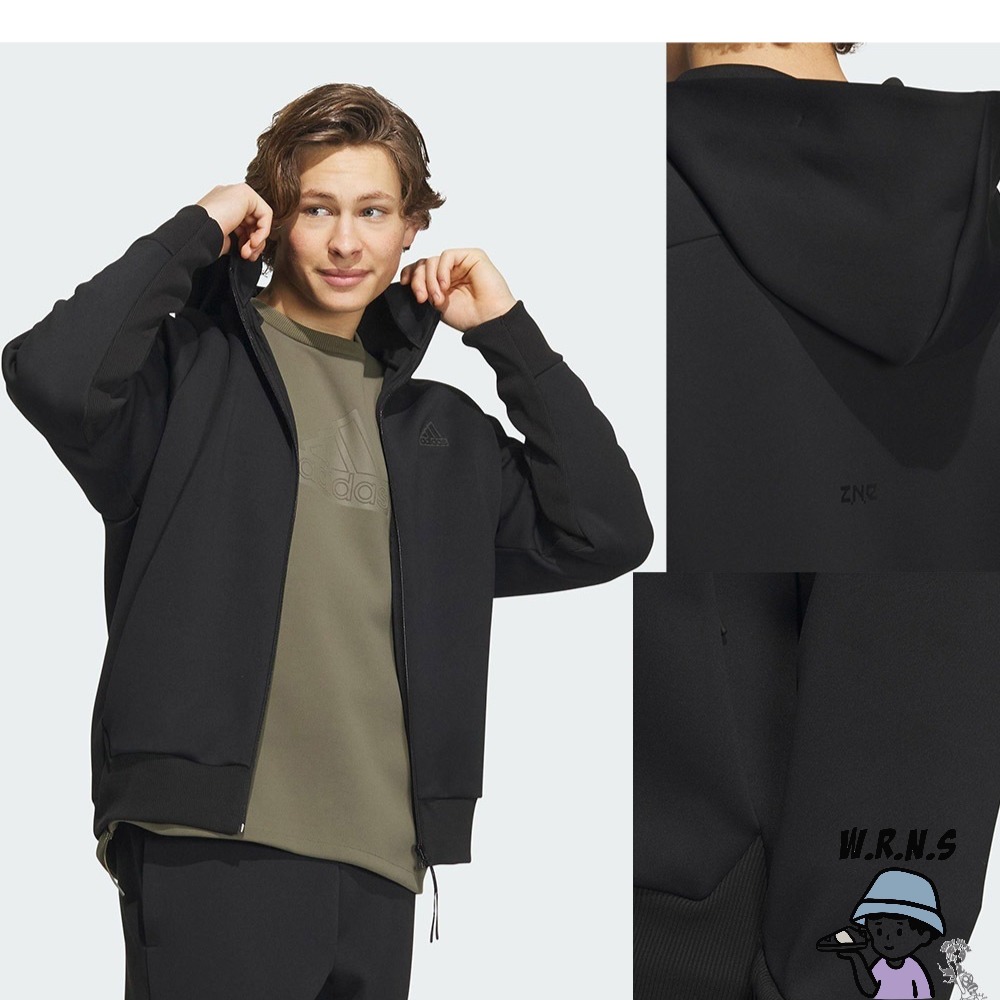 Adidas 男裝 連帽外套 拉鍊口袋 Z.N.E 棉 黑/灰IQ1377/IQ1378-細節圖4