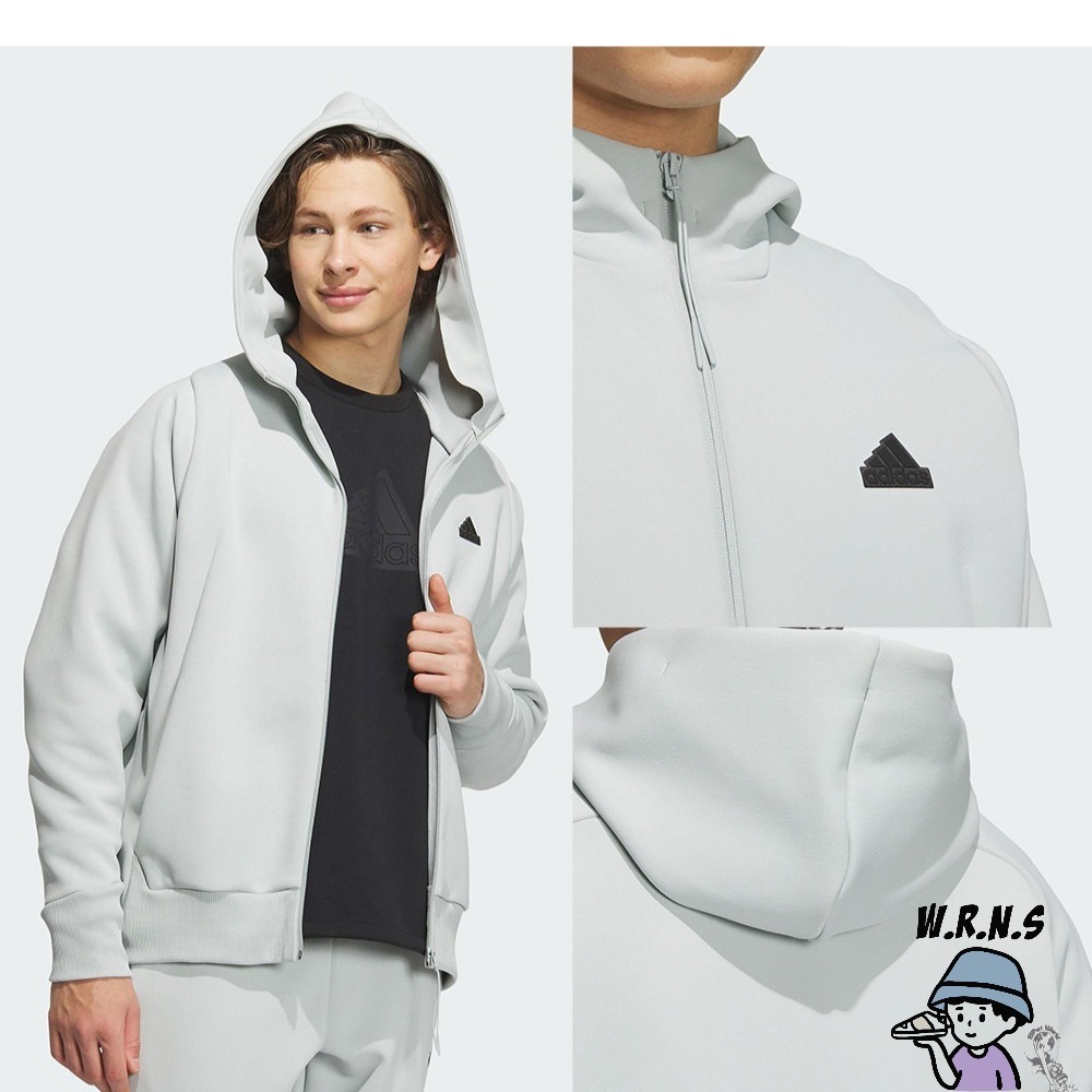 Adidas 男裝 連帽外套 拉鍊口袋 Z.N.E 棉 黑/灰IQ1377/IQ1378-細節圖6
