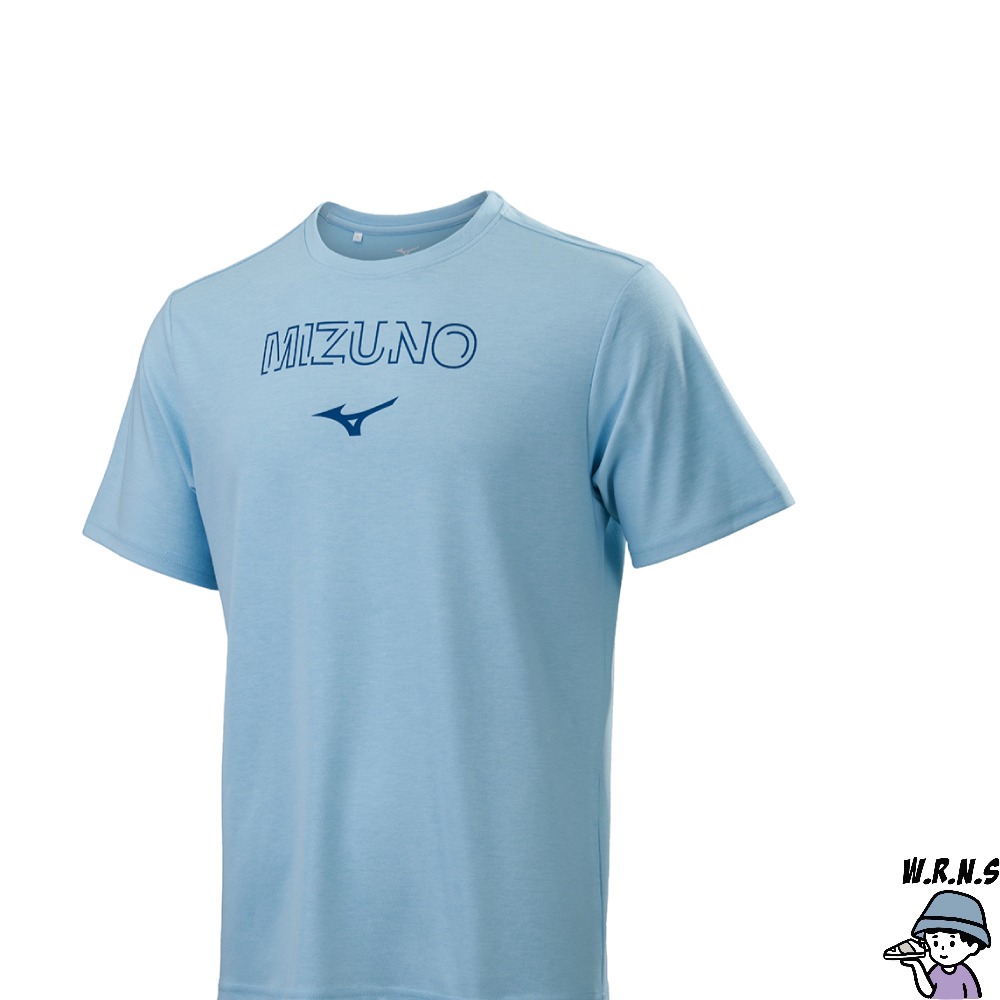 Mizuno 美津濃 男 短袖上衣 Slim FIT 天藍 32TAA00919-細節圖2