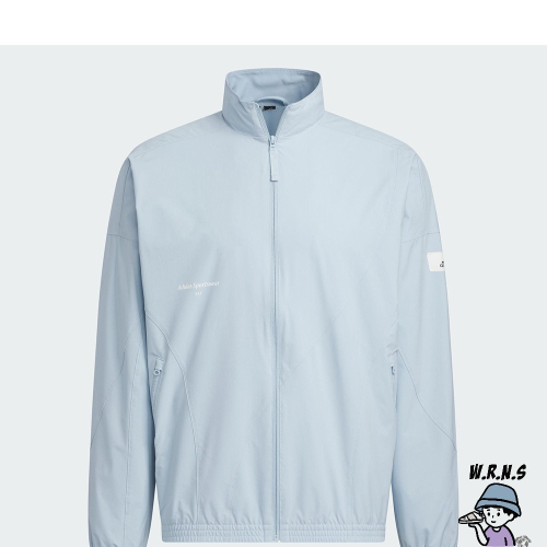 Adidas 男立領外套 防風 拉鍊口袋 寬鬆 藍 IP4952