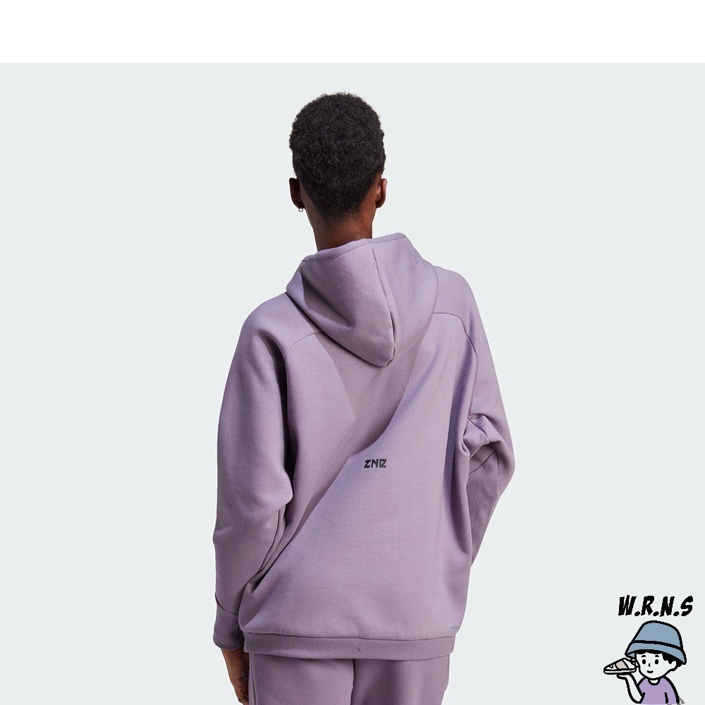 Adidas 女裝 長袖上衣 連帽 Z.N.E.系列 拉鍊口袋 棉 紫IN5123-細節圖5