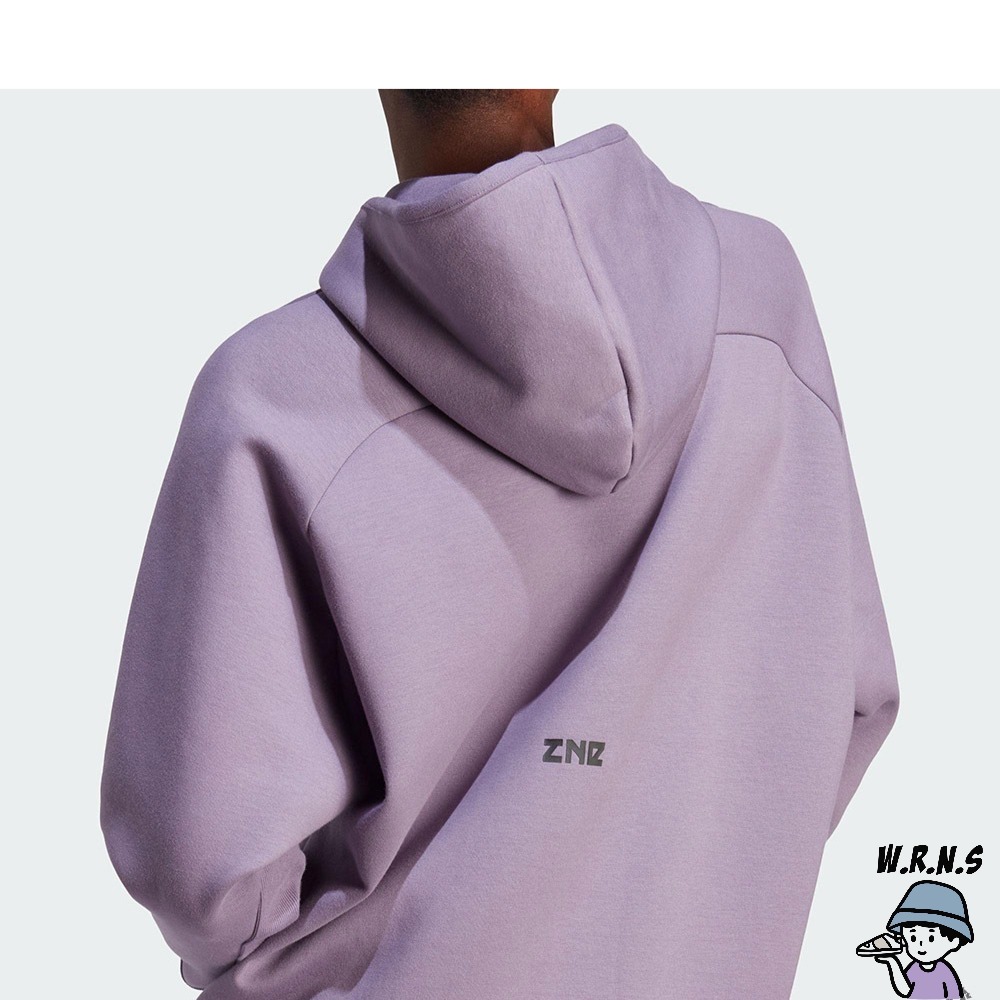 Adidas 女裝 長袖上衣 連帽 Z.N.E.系列 拉鍊口袋 棉 紫IN5123-細節圖6