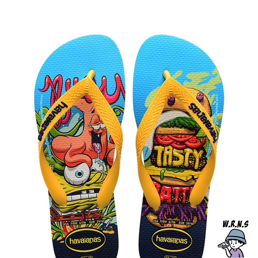 Havaianas 哈瓦仕 男鞋 女鞋 拖鞋 夾腳拖 海綿寶寶 派大星 藍黃4148298-0001U-細節圖2